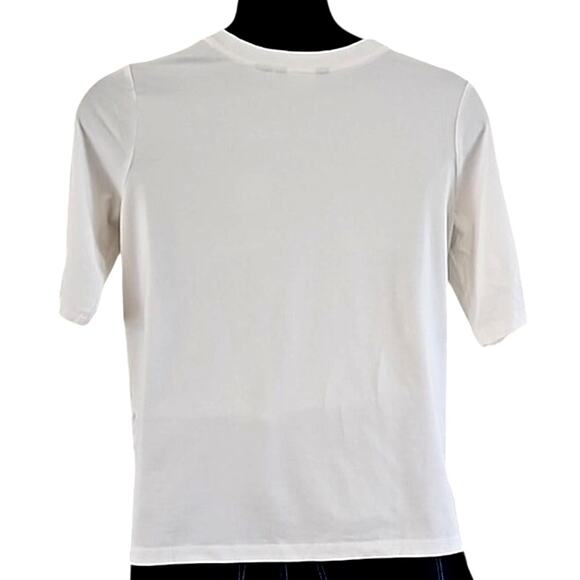 Martha Stewart Short Sleeve Top with Gold Button Shoulder Detail - Size Small - Picture 5 of 6